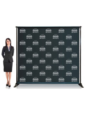 8' Telescopic Pipe & Drape Banner Stand with Vinyl Banner