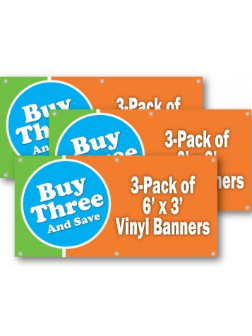 Economy 3-Pack of 3ft x 6ft Vinyl Banners